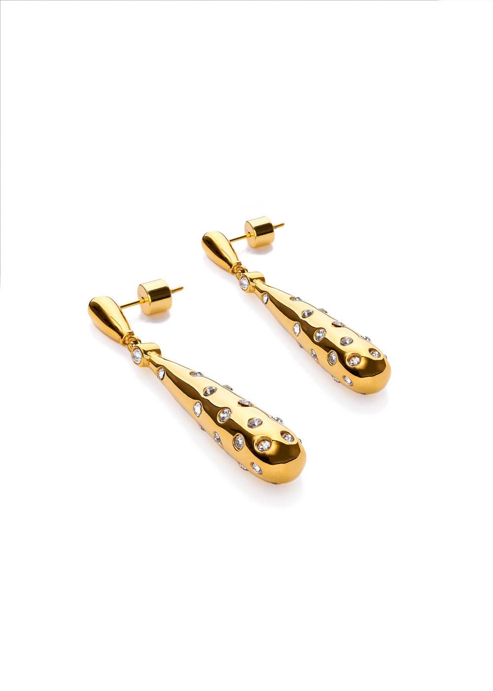 Nalí GOLD LONG EARRINGS W/ CRYSTALS STAIN. STEEL Promozione
