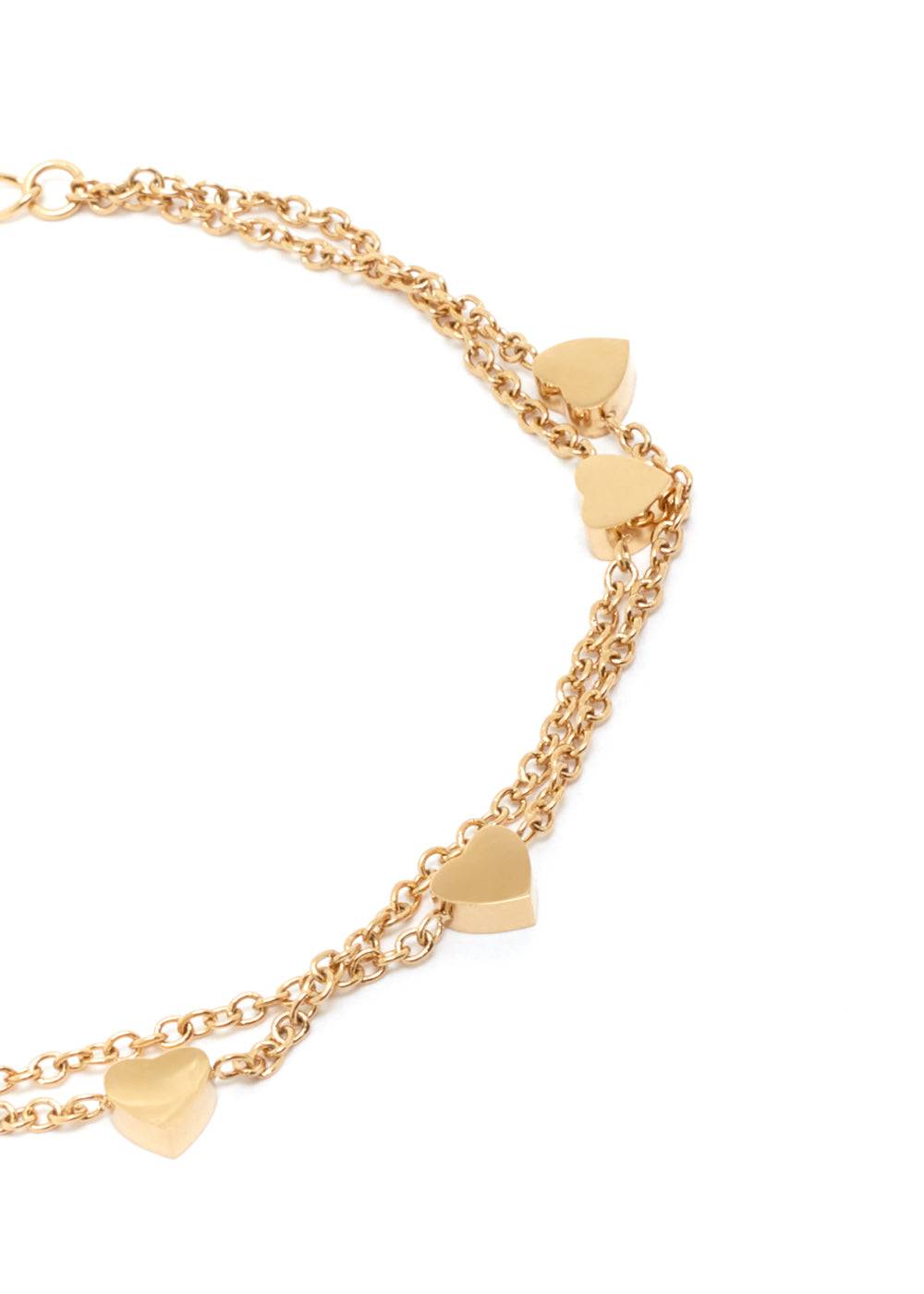 Nalí LEO BRACELET DOUBLE CHAIN HEARTS GOLD COLOR Novità