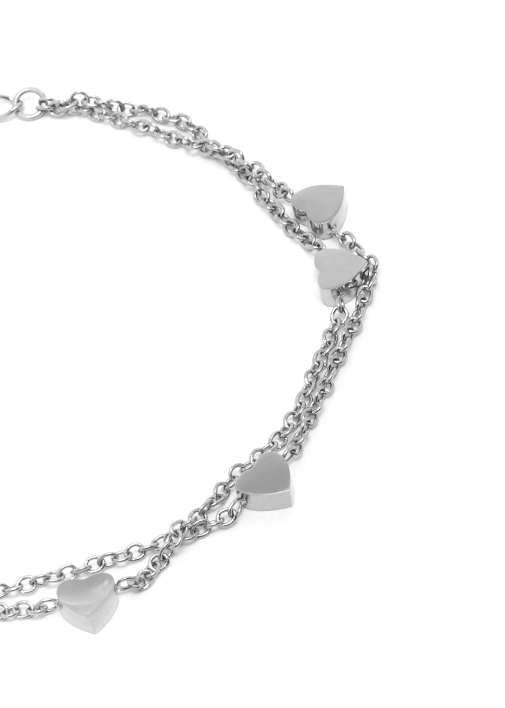 Nalí LEO BRACELET DOUBLE CHAIN HEARTS SILVER COLOR Presa