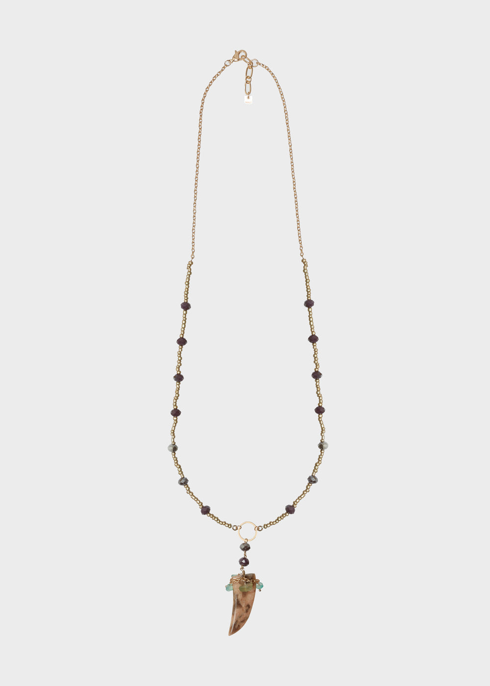 Nalí GOLD LONG NECKLACE W/ BEADS AND HORN PENDANT Negozio