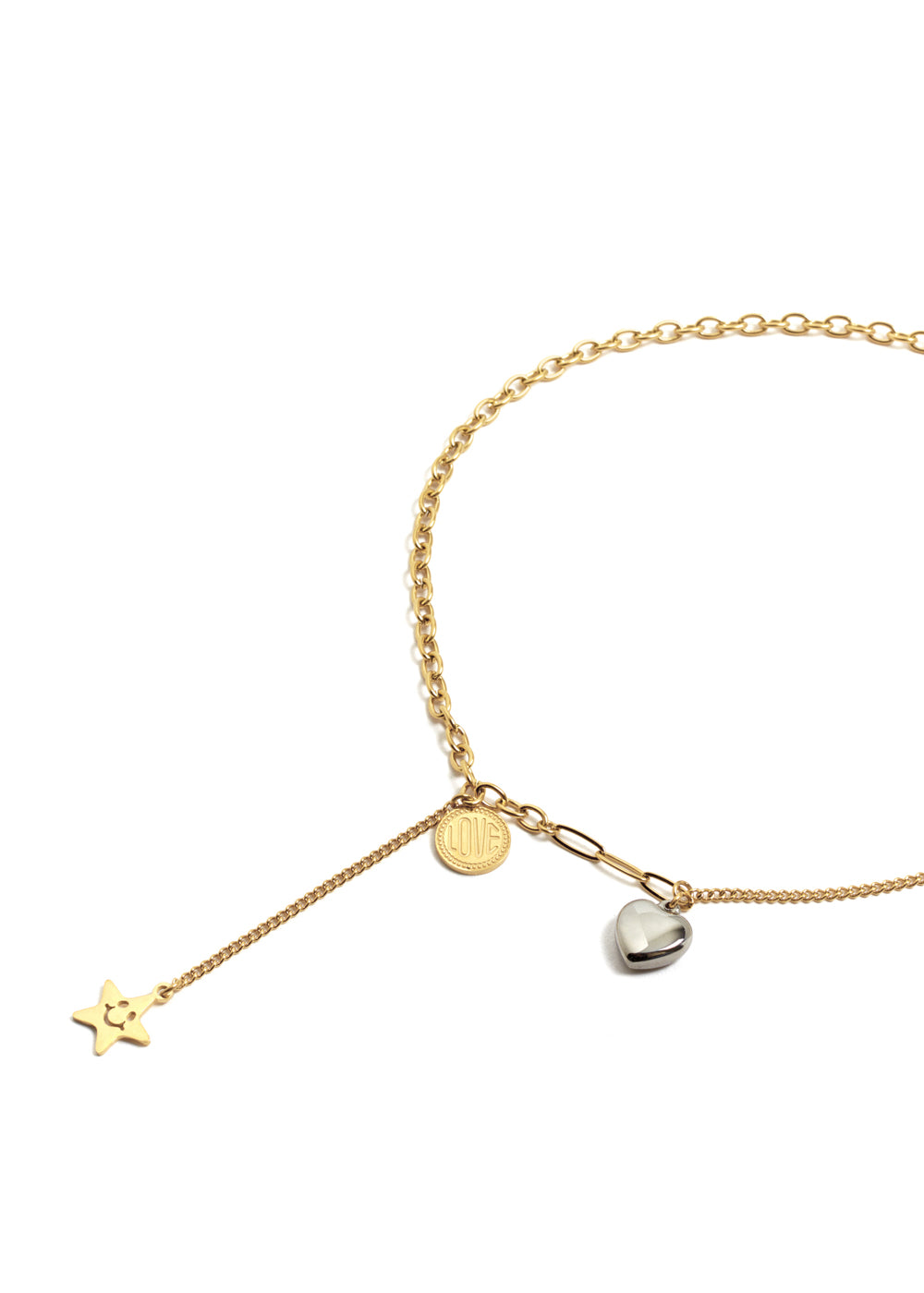 Nalí NECKLACE W/ SILVER HEART & STAR 14K GOLD PLATED Online Outlet