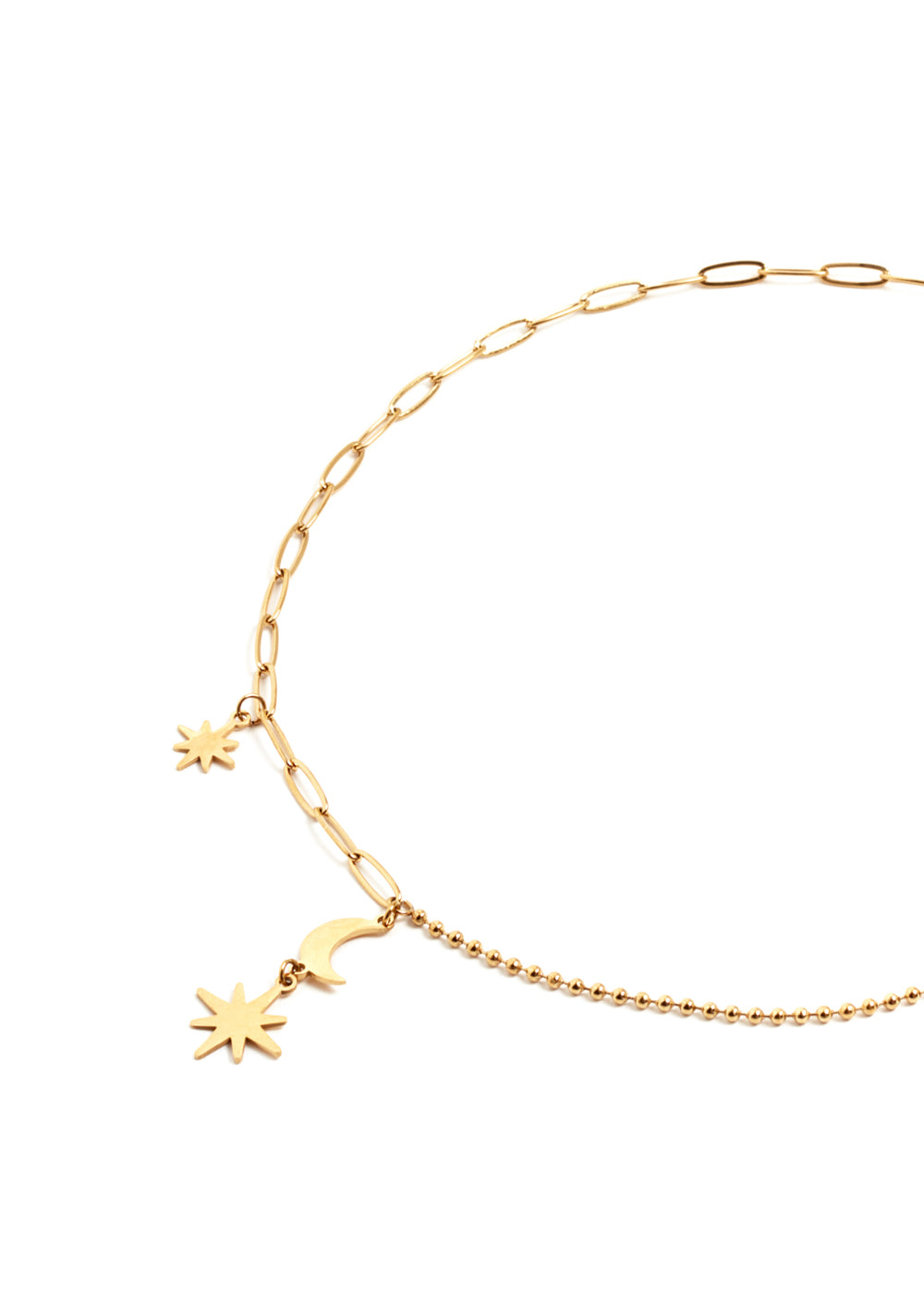 Nalí 14KT GOLD PLATED STARS AND MOON PENDANT NECKLACE Liquidazione
