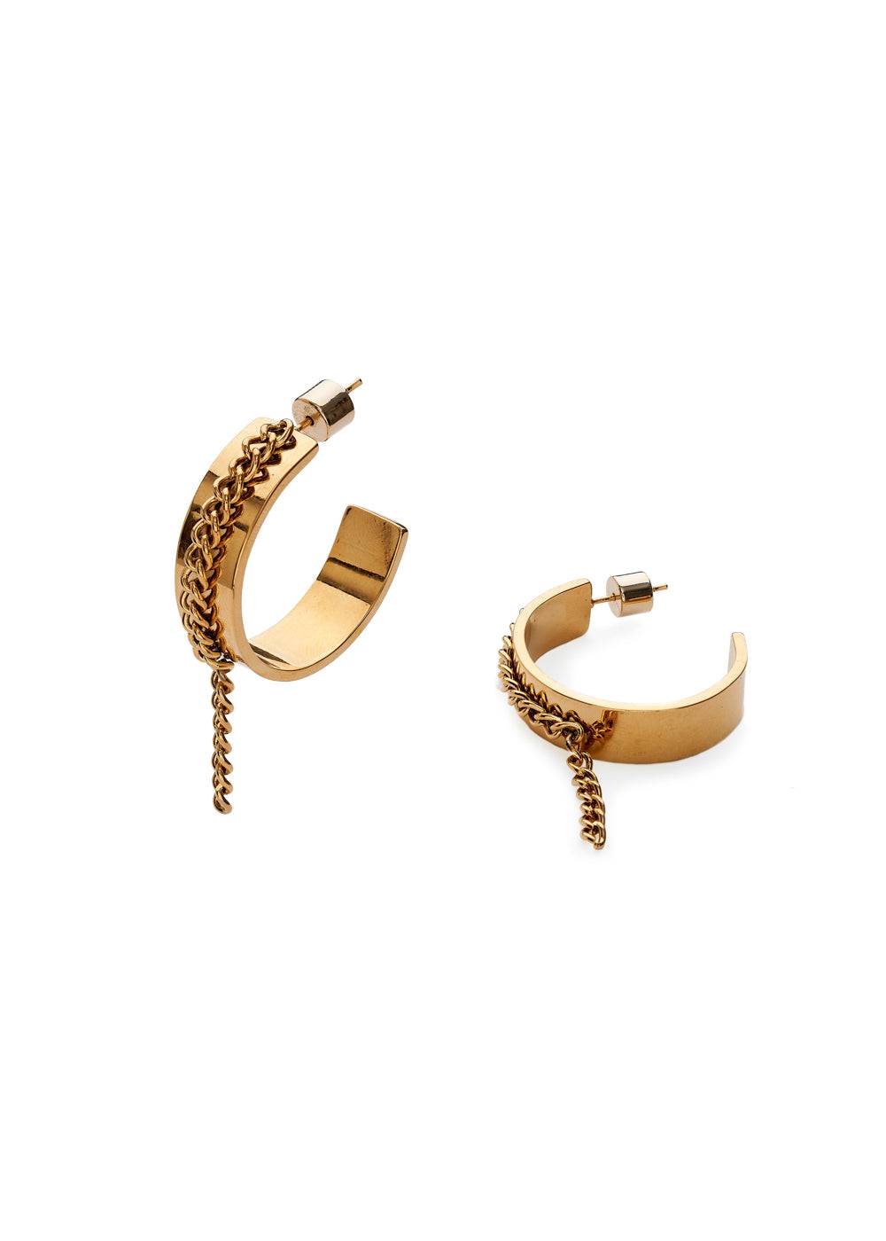 Nalí CHAIN HOOP EARRINGS STAIN. STEEL. 18K GOLD PLATED Offerte speciali
