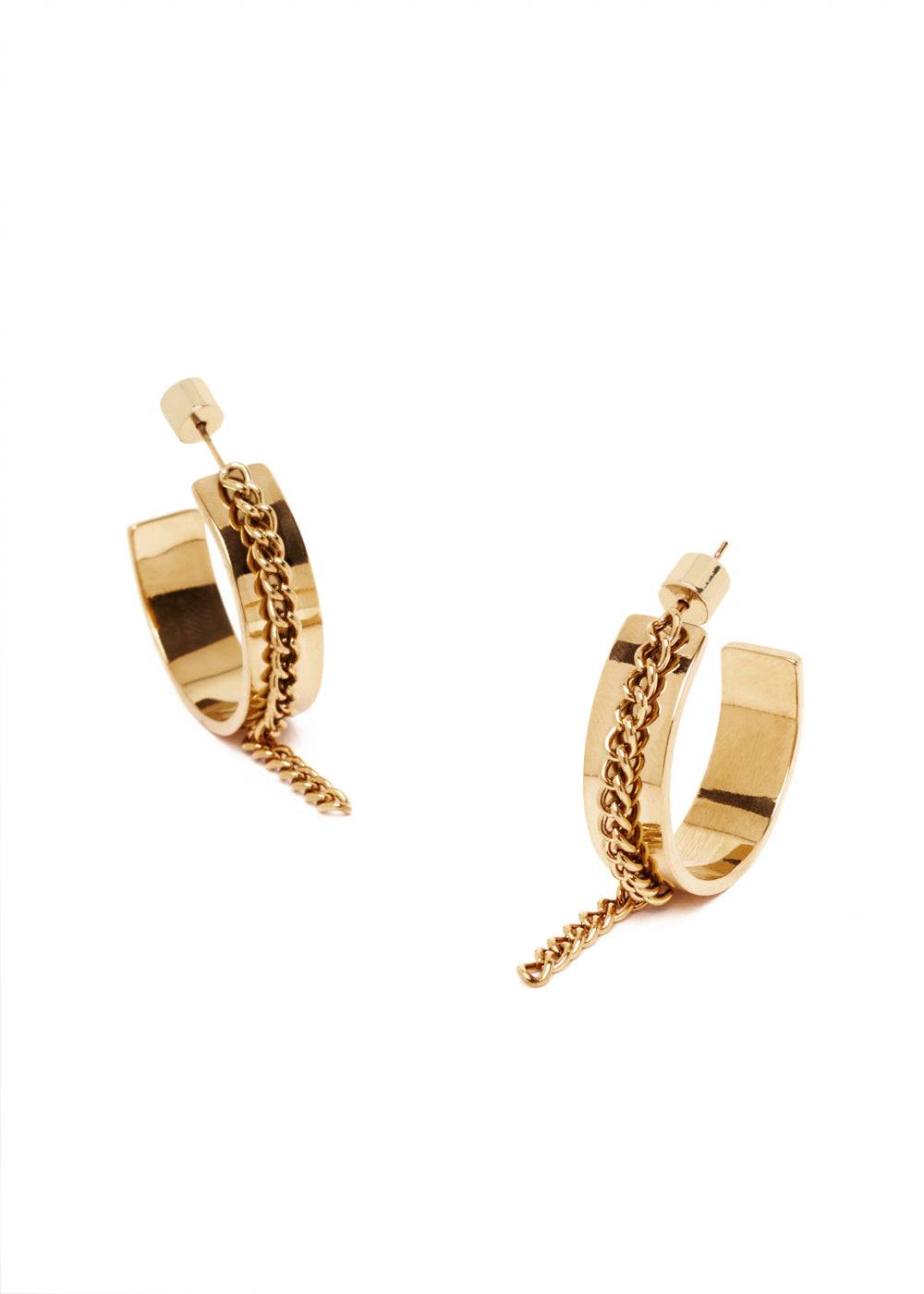 Nalí CHAIN HOOP EARRINGS STAIN. STEEL. 18K GOLD PLATED Offerte speciali