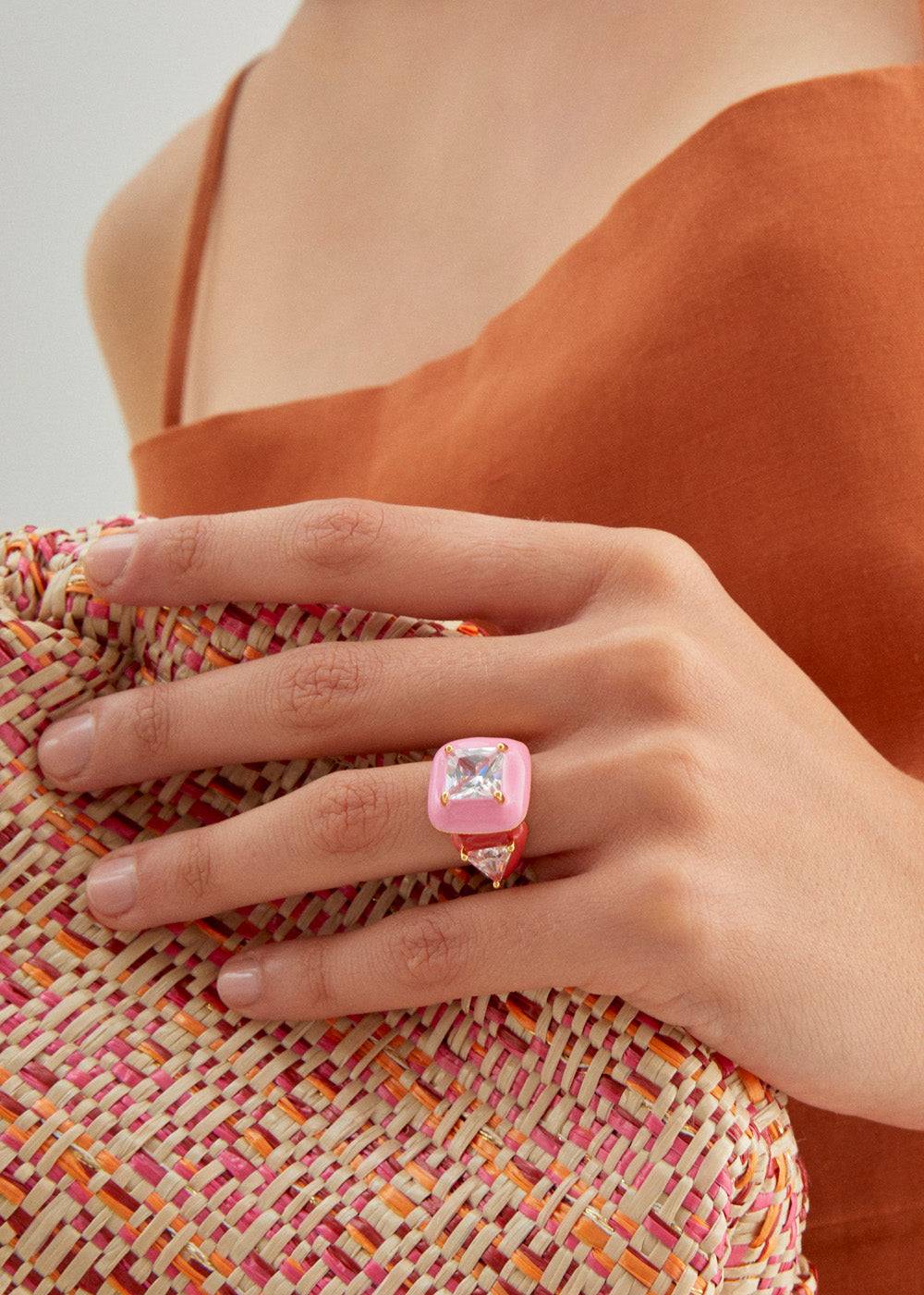 Nalí DOUBLE RING W/ ENAMEL + COLORS Promozione temporanea