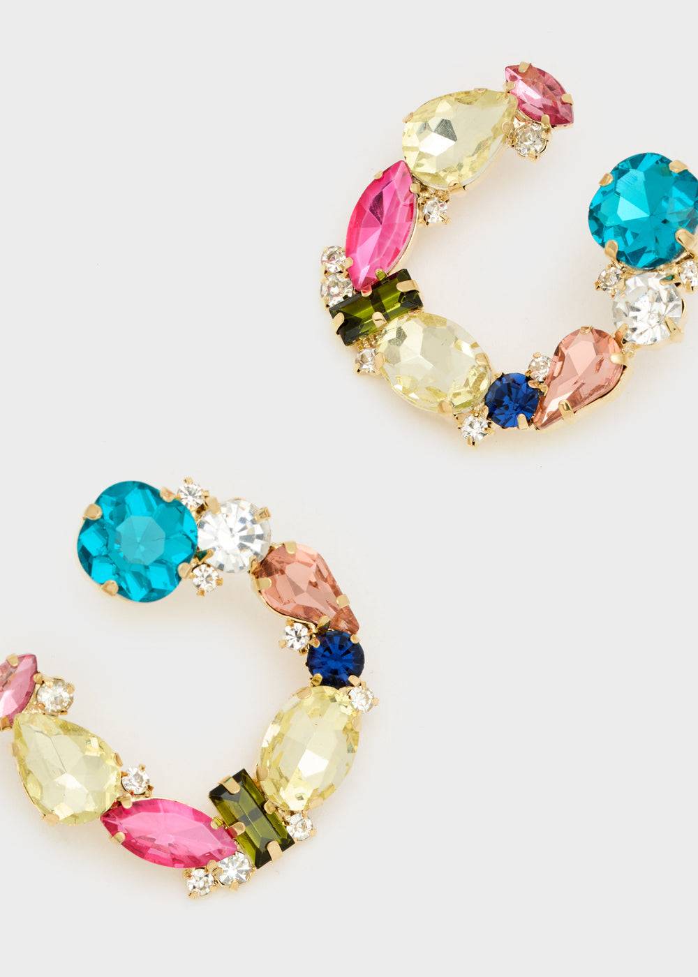 Nalí OVERSIZED LOBE EARRINGS W/ MULTI STONES Officina