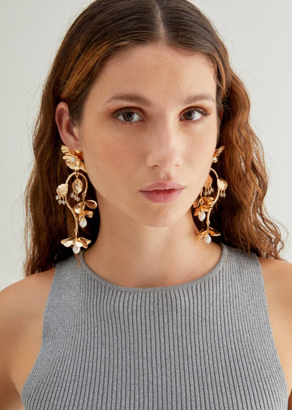 Nalí LONG EARRINGS W/ STEAM + FLOWERS Duty-free