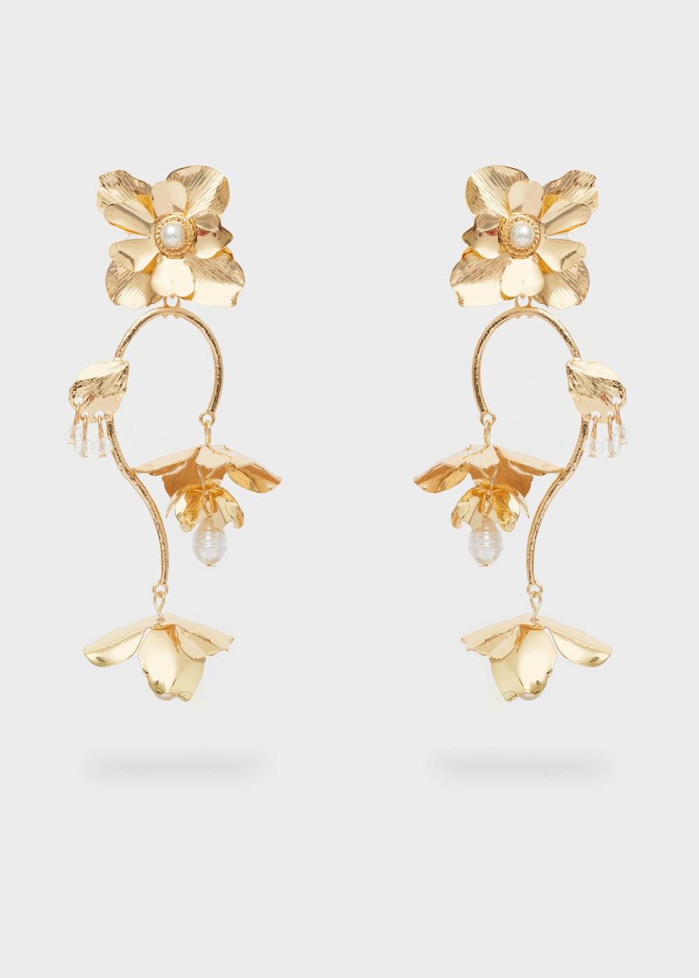 Nalí LONG EARRINGS W/ STEAM + FLOWERS Duty-free