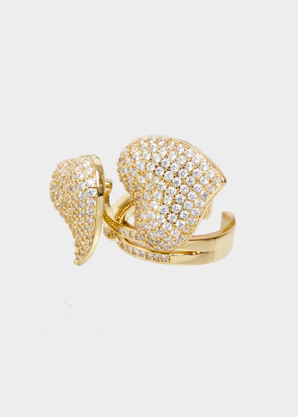 Nalí 14K GOLD PLATED HEART RING W/ ZIRCONS Spedizione Gratuita