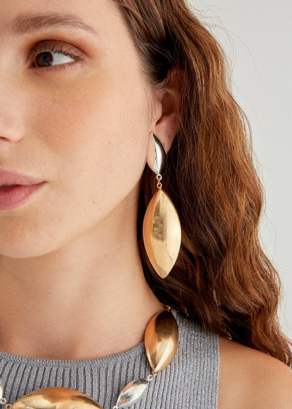 Nalí DUNE PENDANT EARRINGS IN SILVER+GOLD Qualità Garantita