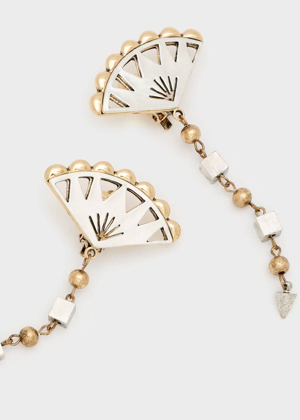 Nalí FAN PENDANT EARRINGS IN SILVER+GOLD Negozi Online