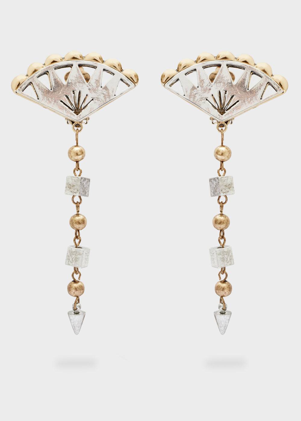 Nalí FAN PENDANT EARRINGS IN SILVER+GOLD Negozi Online