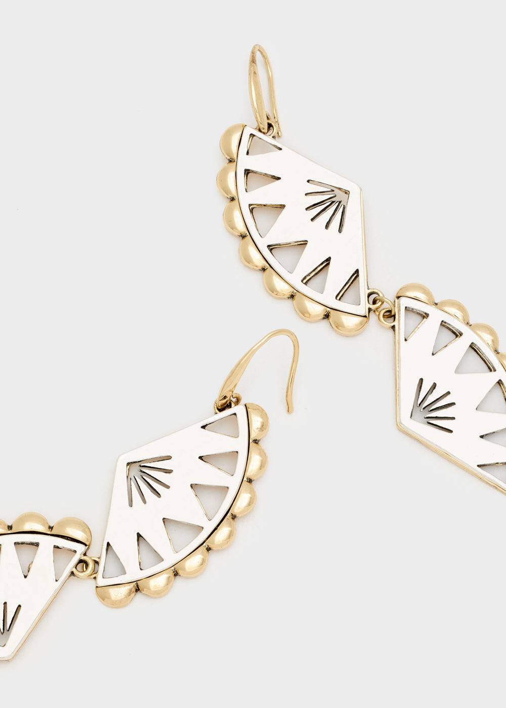 Nalí FAN EARRINGS W/ PENDANT IN SILVER+GOLD Acquista Ora