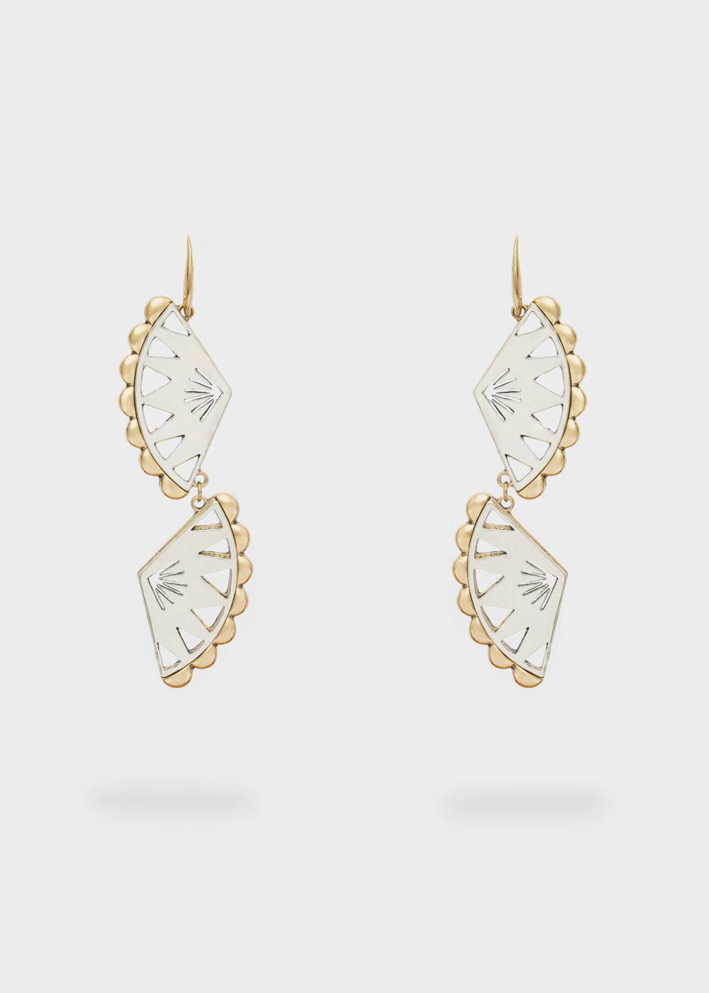Nalí FAN EARRINGS W/ PENDANT IN SILVER+GOLD Acquista Ora