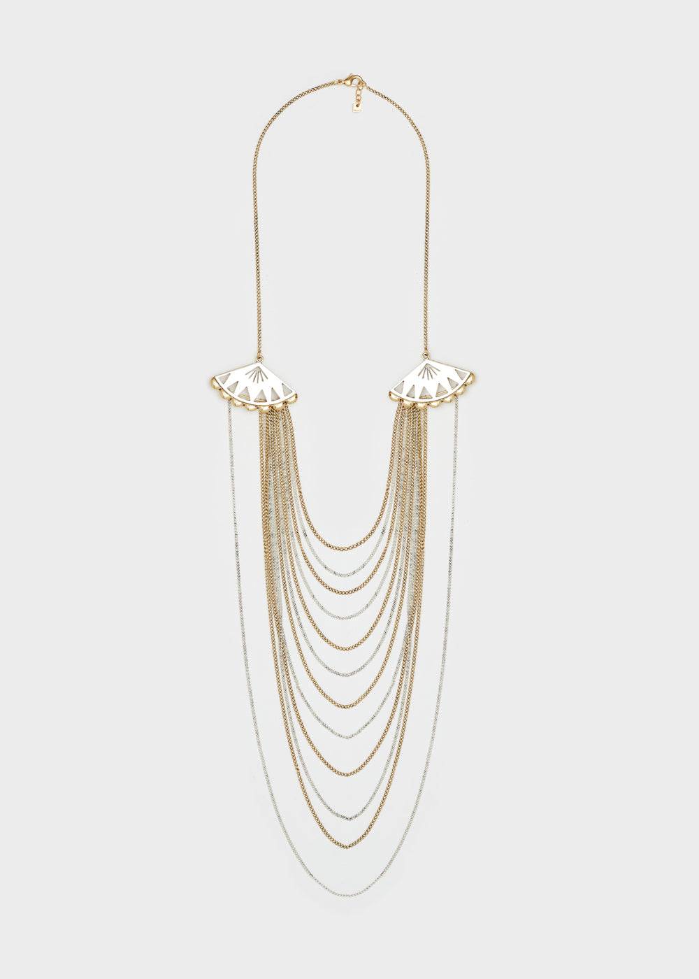 Nalí FAN MULTIWIRE NECKLACE SILVER+GOLD Prezzo Ridotto
