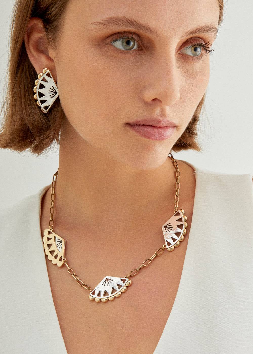 Nalí FAN CHAIN NECKLACE SILVER+GOLD Convenienza