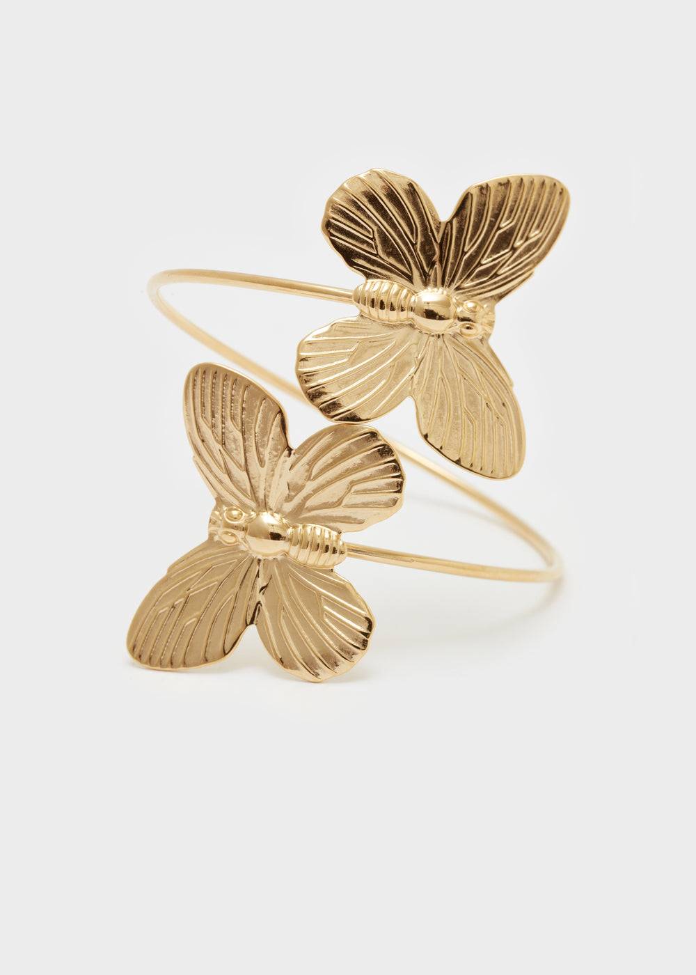 Nalí BRACELET W/ BUTTERFLIES S.STEEL GOLD Presa