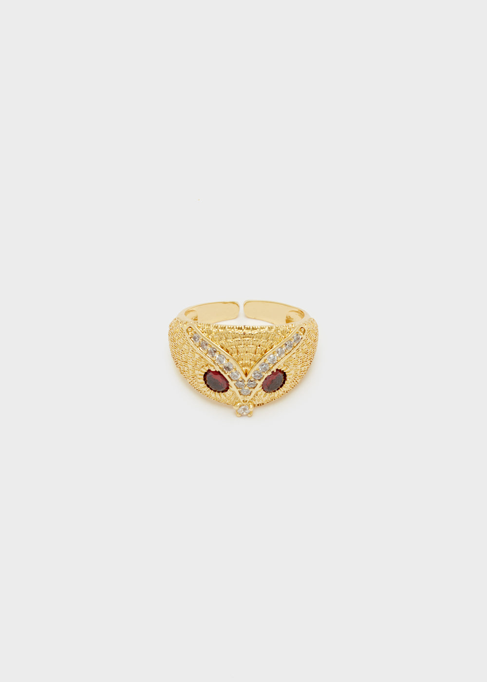 Nalí OWL RING IN GOLD W/ RED STONES Sconto