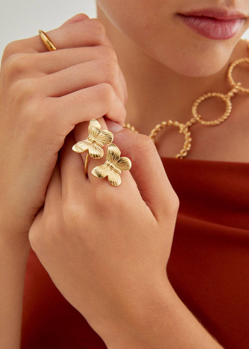 Nalí TWO BUTTERFLIES RING S.STEEL GOLD Offerte