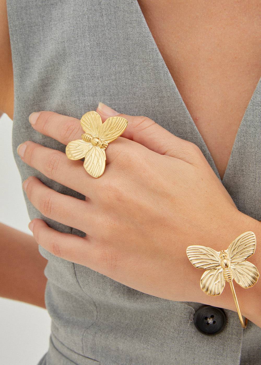 Nalí BUTTERFLY GOLD RING S.STEEL Hotsell