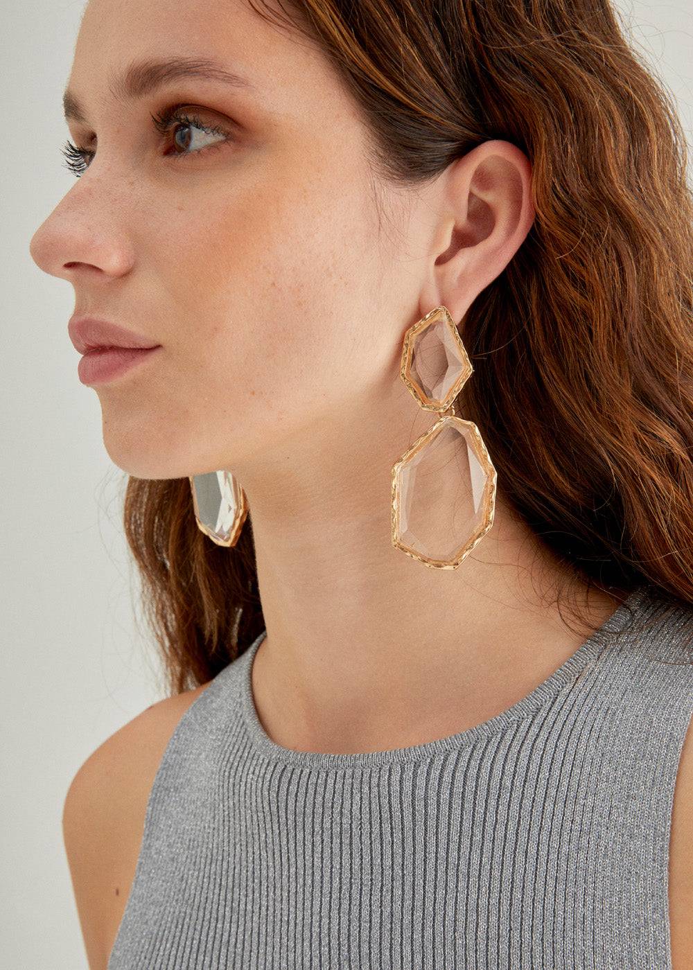 Nalí PENDANT EARRINGS W/ CLEAR STONES