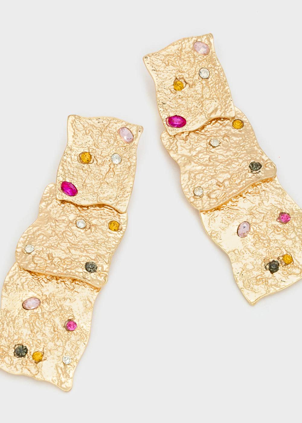 Nalí LONG GOLD EARRINGS W/ MULTICOLOR STONES Saldi Di Fabbrica
