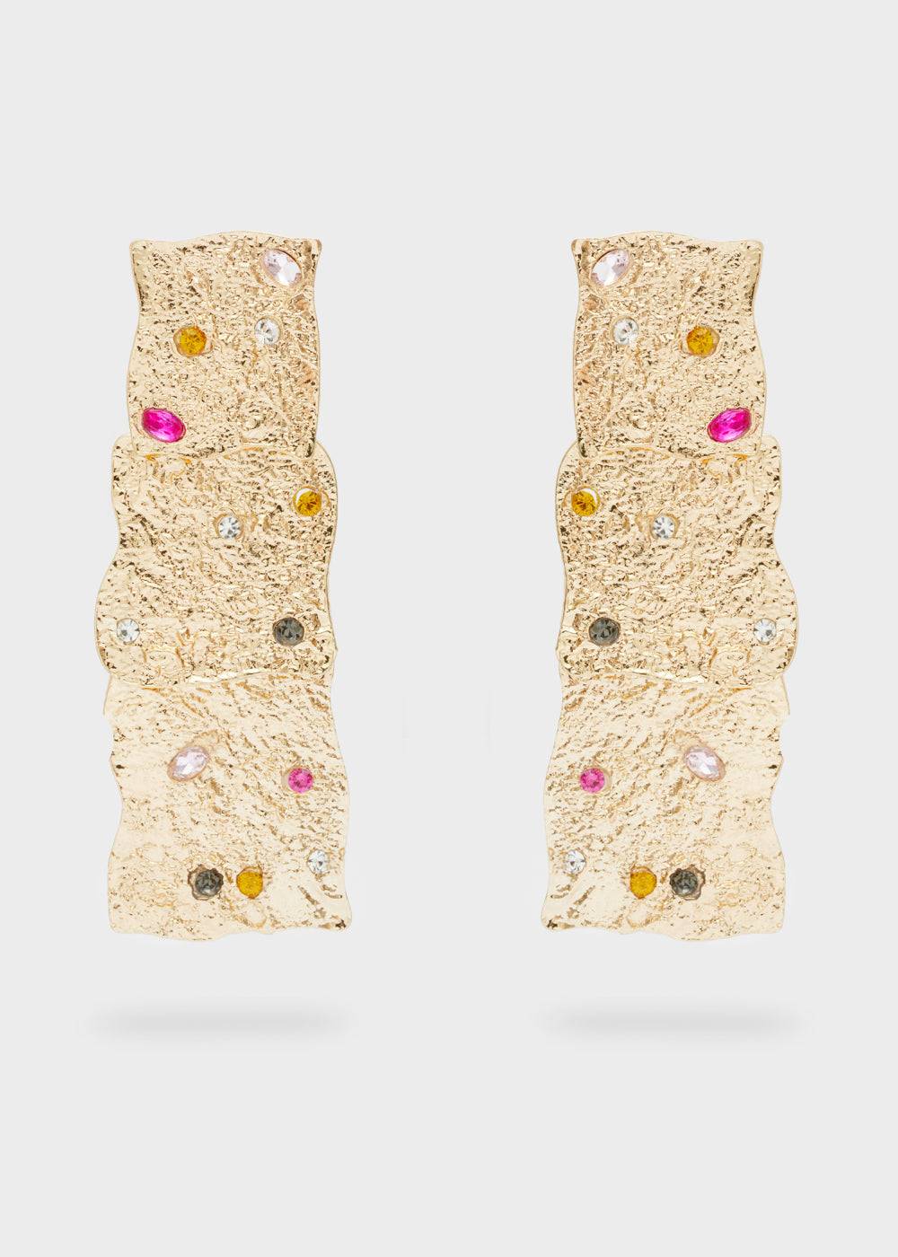 Nalí LONG GOLD EARRINGS W/ MULTICOLOR STONES Saldi Di Fabbrica