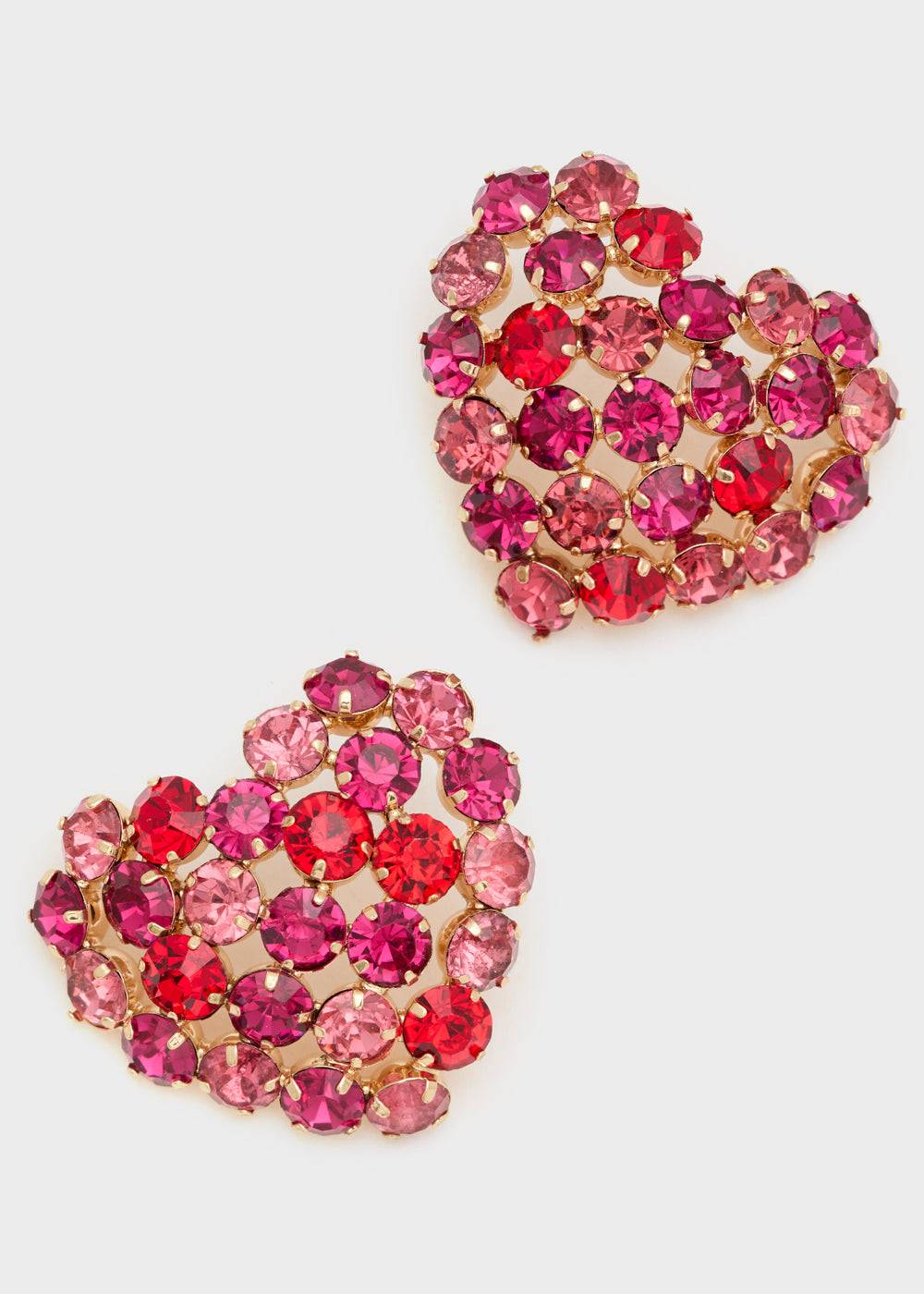 Nalí BIG HEART EARRINGS W/ PINK+RED STONES I Più Venduti