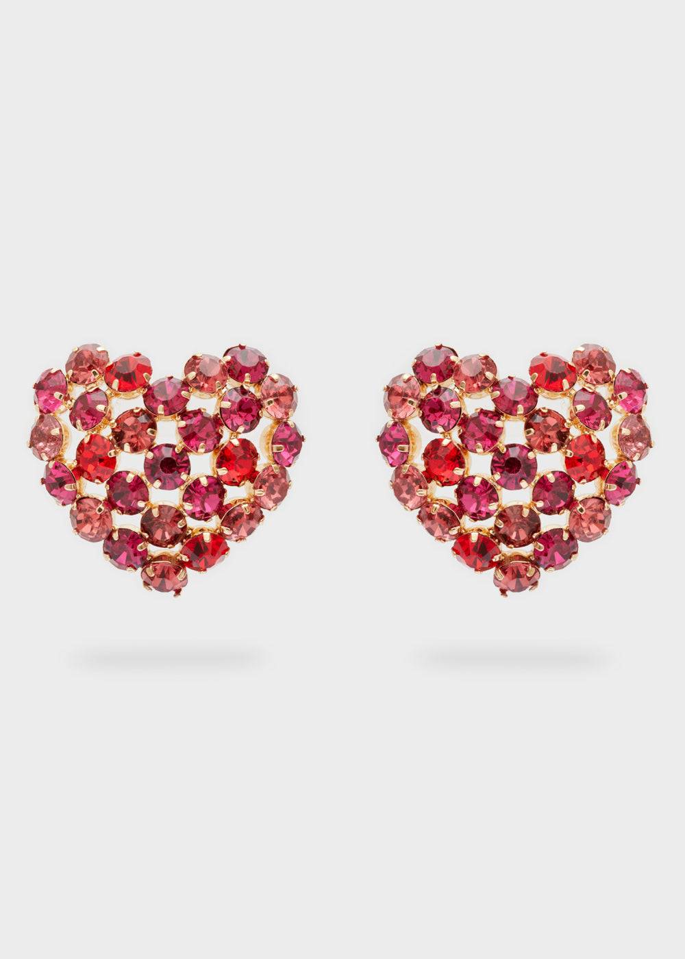 Nalí BIG HEART EARRINGS W/ PINK+RED STONES I Più Venduti