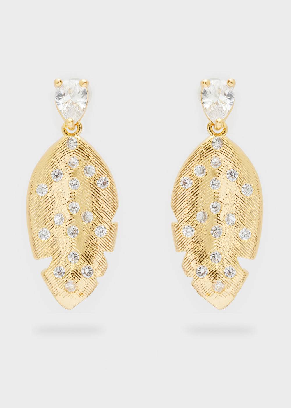 Nalí EARRINGS W/ PENDANT LEAF AND ZIRCONS Sconto di tempo limitato