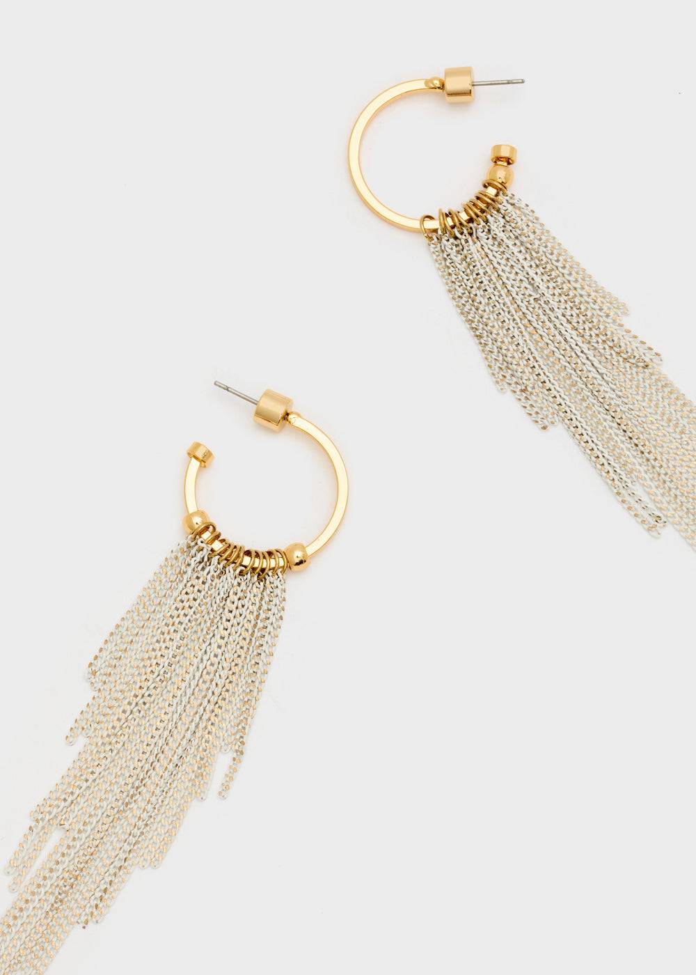 Nalí HOOP GOLD EARRINGS WITH LONG FRINGES Prezzo di fabbrica