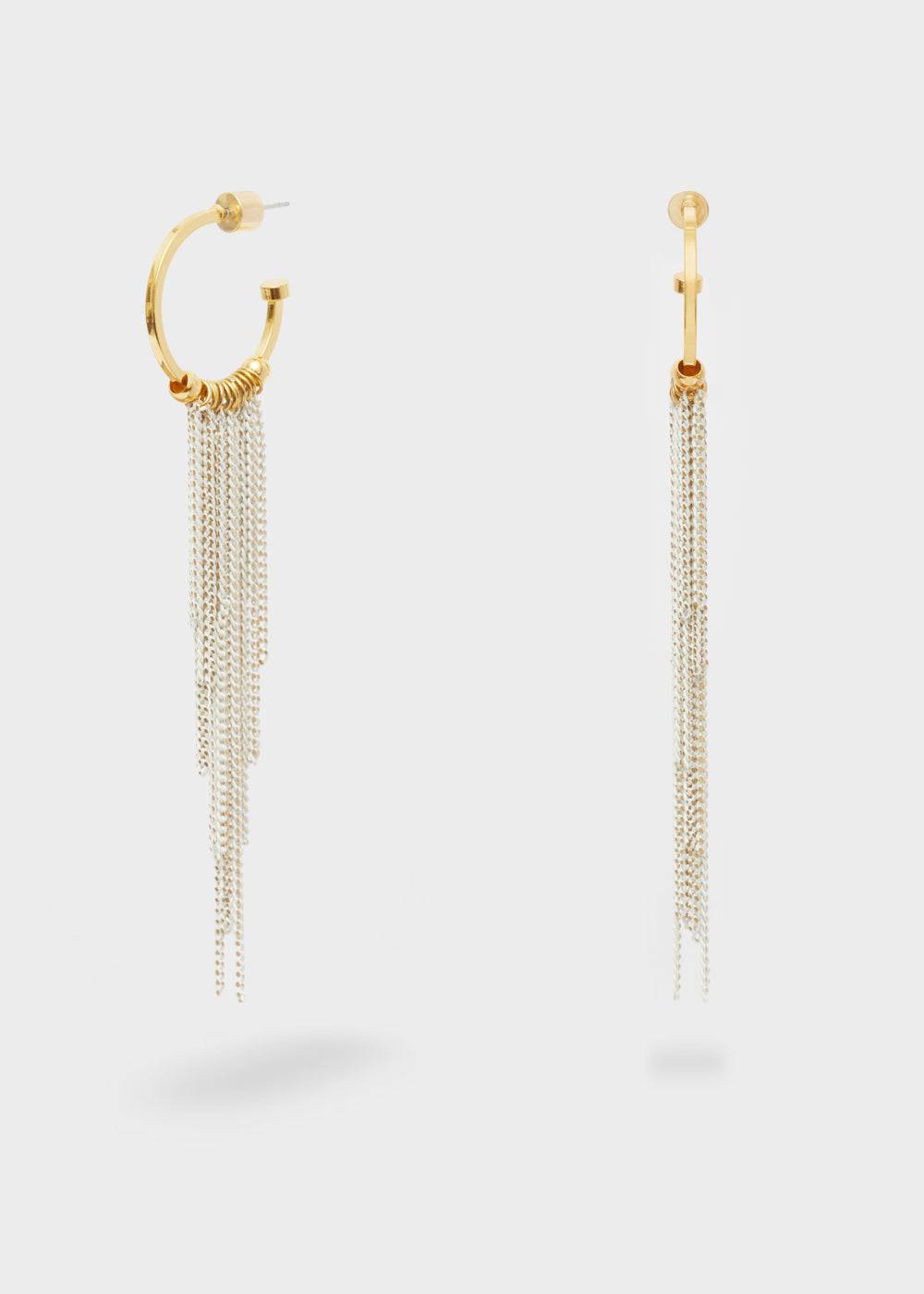 Nalí HOOP GOLD EARRINGS WITH LONG FRINGES Prezzo di fabbrica