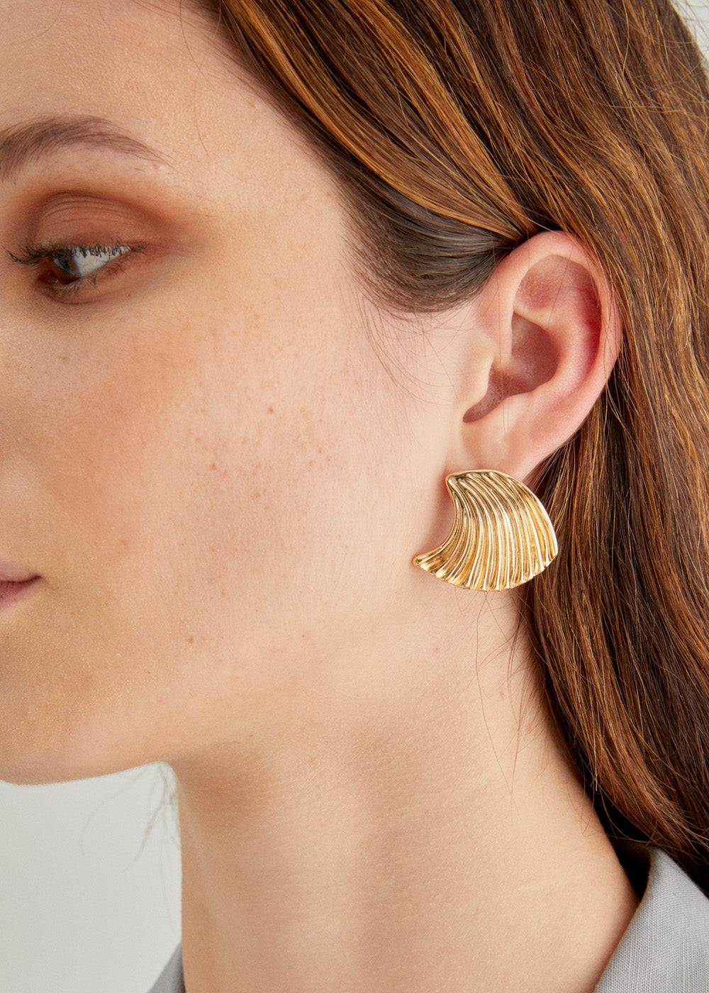 Nalí GOLD EARRINGS W/ TEXTURED SURFACE Comprare a buon mercato