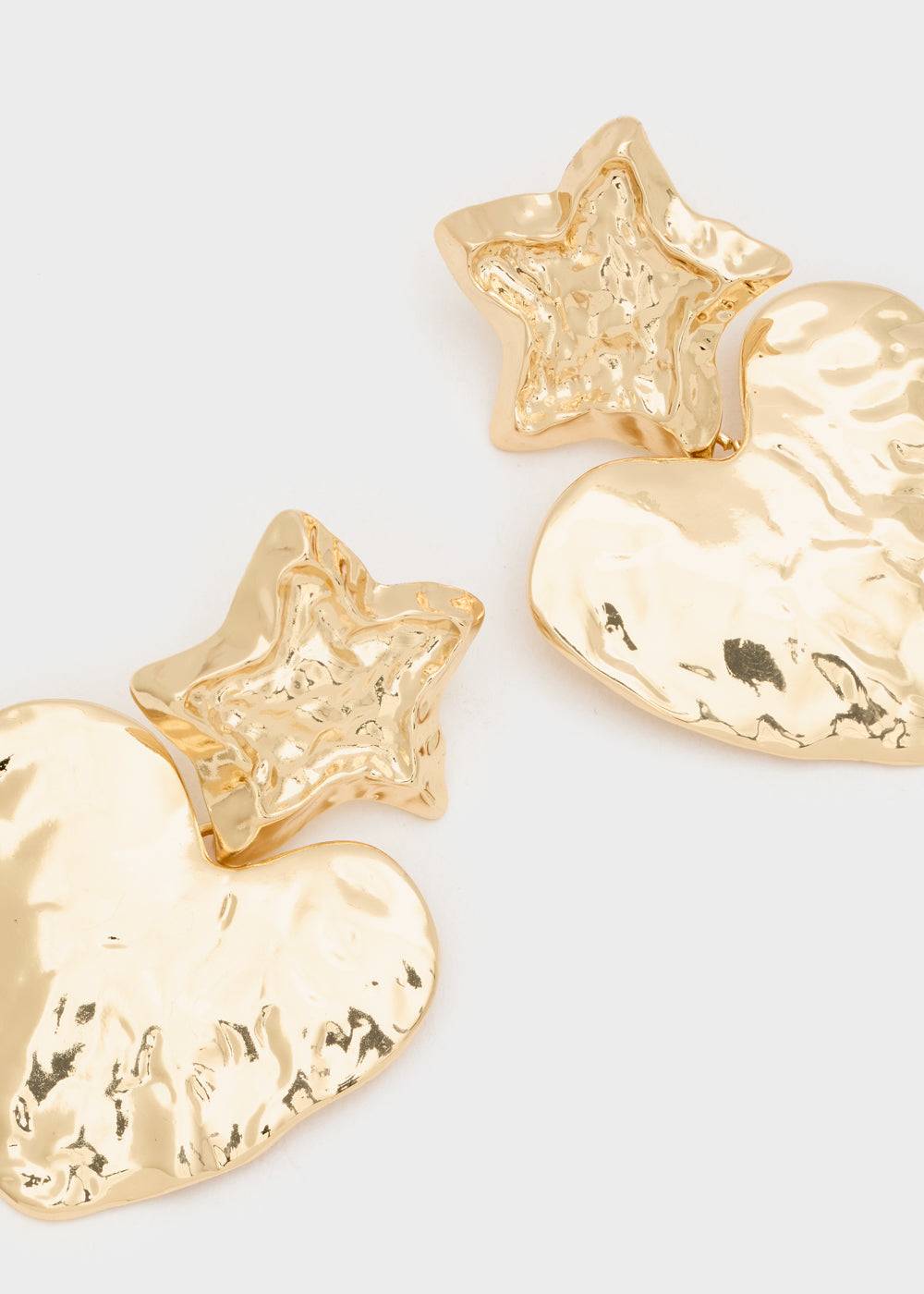 Nalí PENDANT EARRINGS W/ STAR AND HEART Fornitura limitata