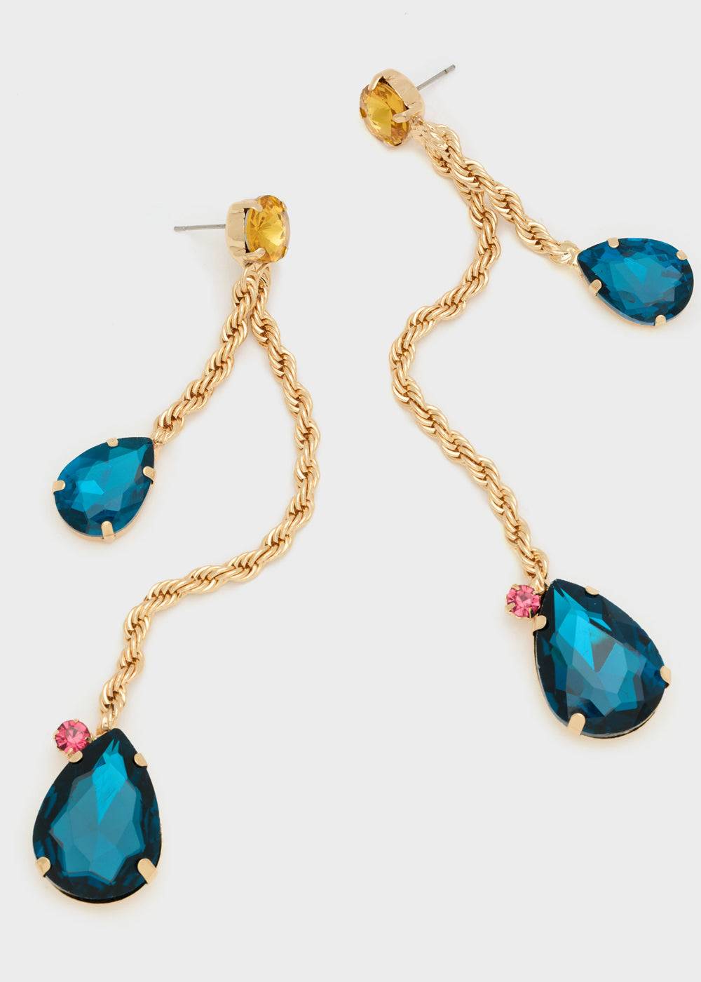 Nalí EARRINGS W/ GOLD PENDANT AND BLUE STONE Offerta Pasqua