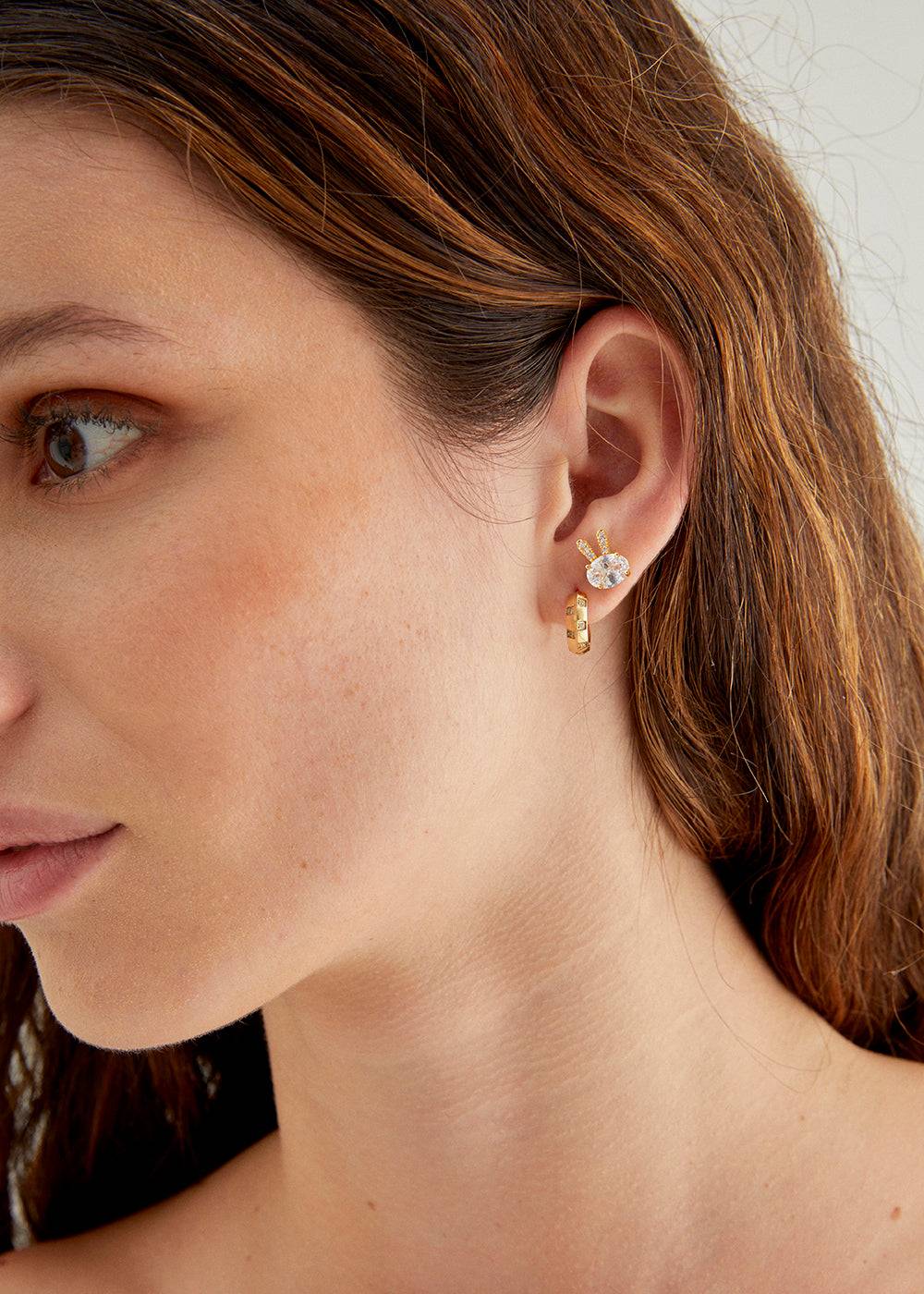 Nalí BUNNY EARRINGS W/ CLEAR ZIRCONS Offerta Giorno del Papà