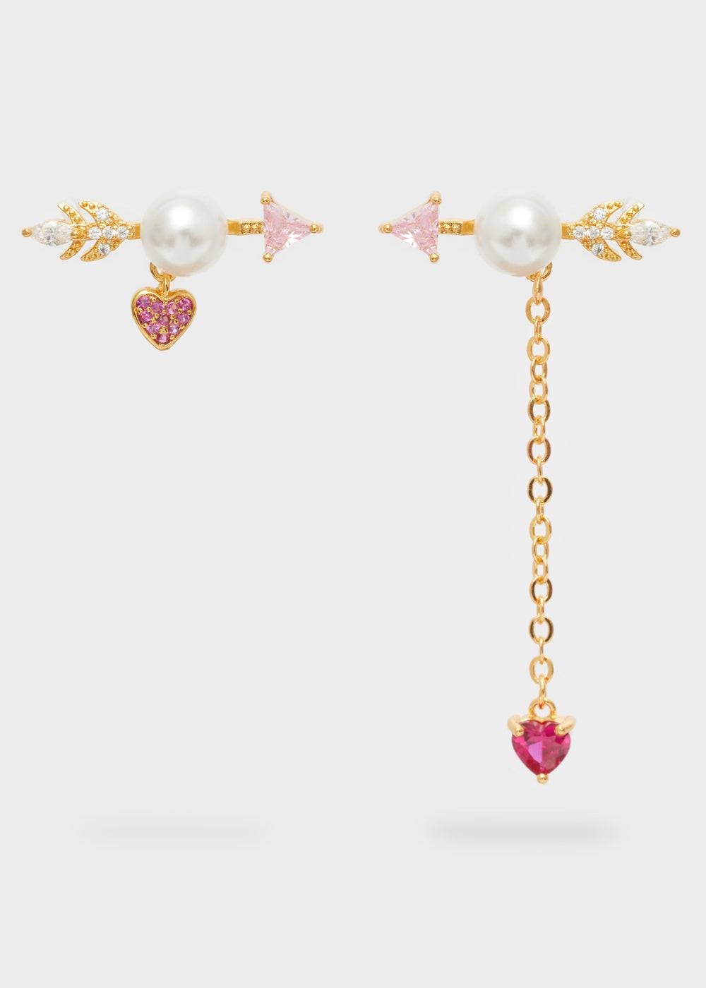 Nalí ARROW EARRINGS W/ ZIRCONS AND PEARL Offerta San Valentino