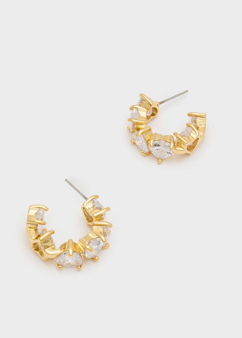 Nalí HOOP GOLD EARRINGS W/ HEART STONES Offerta Anniversario
