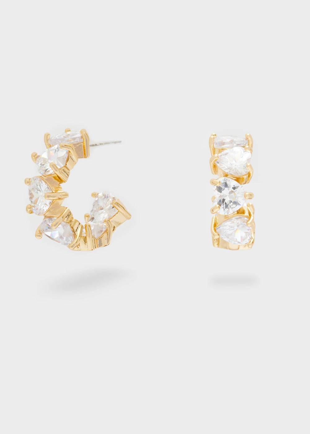 Nalí HOOP GOLD EARRINGS W/ HEART STONES Offerta Anniversario