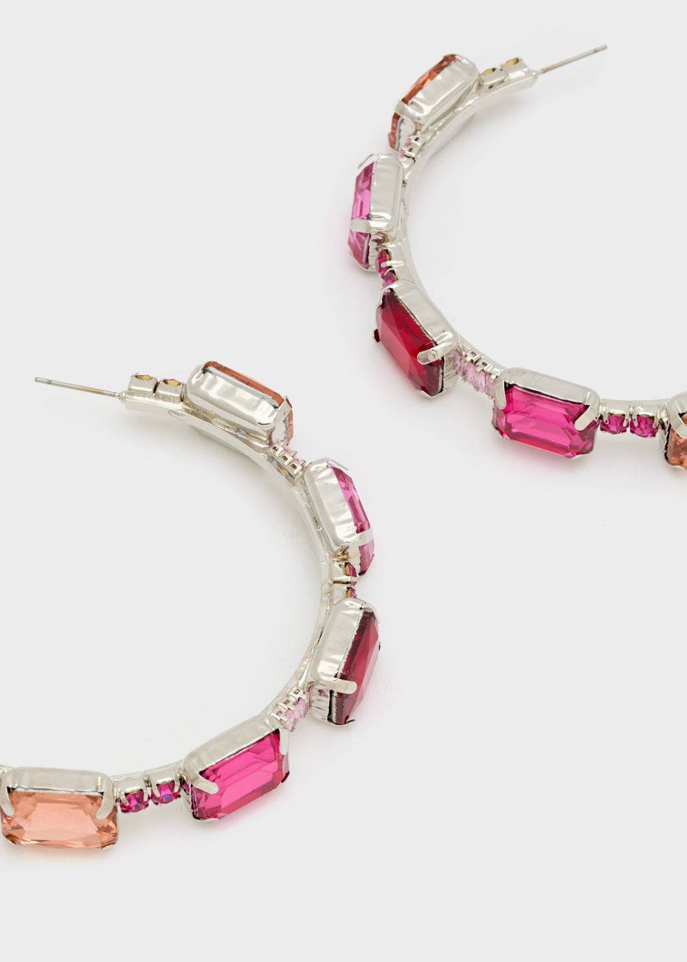 Nalí OPEN HOOP EARRINGS W/ FUCHSIA STONES Smaltimento dello stoccaggio