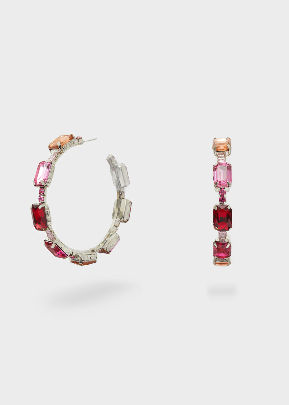 Nalí OPEN HOOP EARRINGS W/ FUCHSIA STONES Smaltimento dello stoccaggio