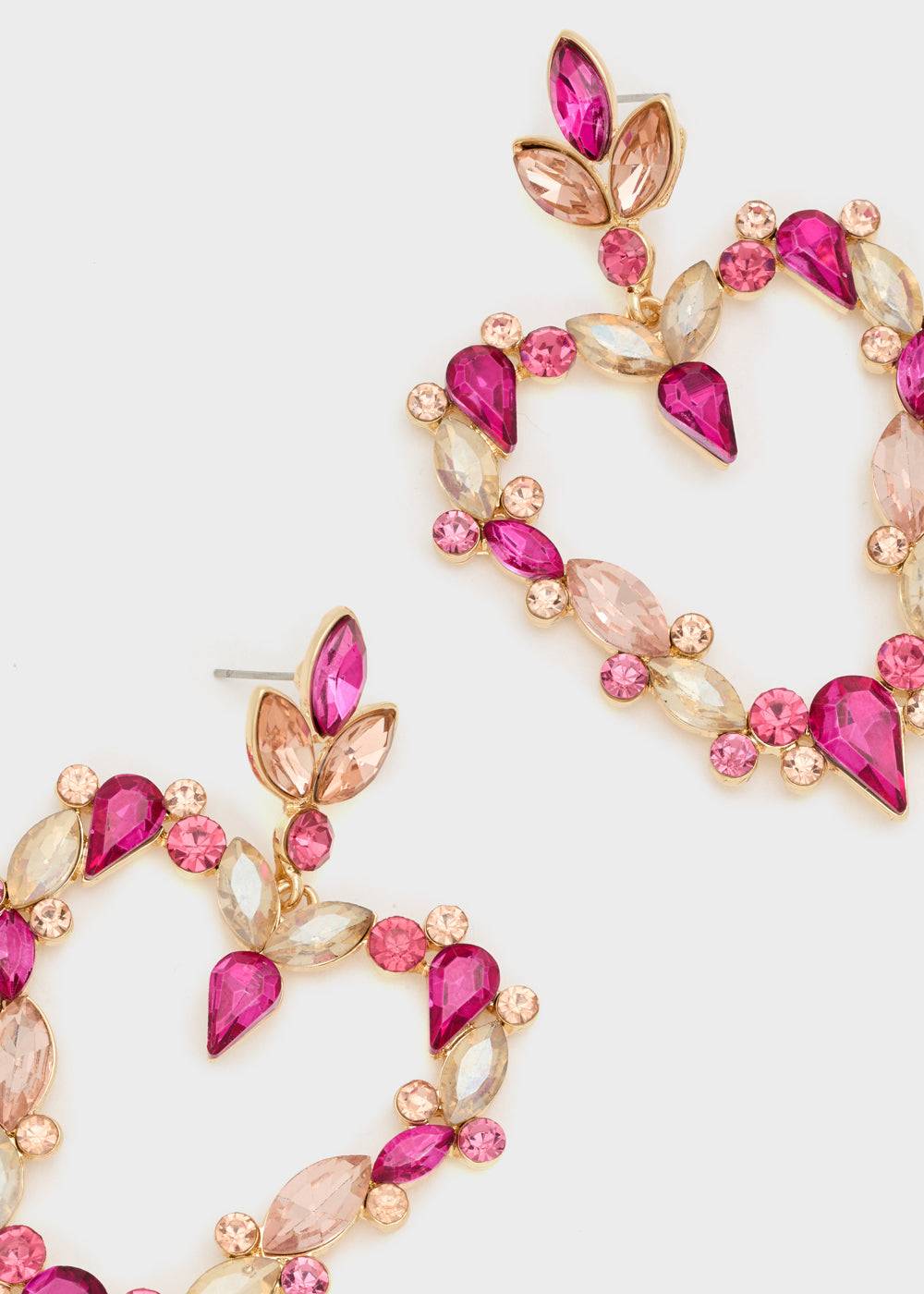 Nalí HEART EARRINGS W/ FUCHSIA STONES Vendita calda