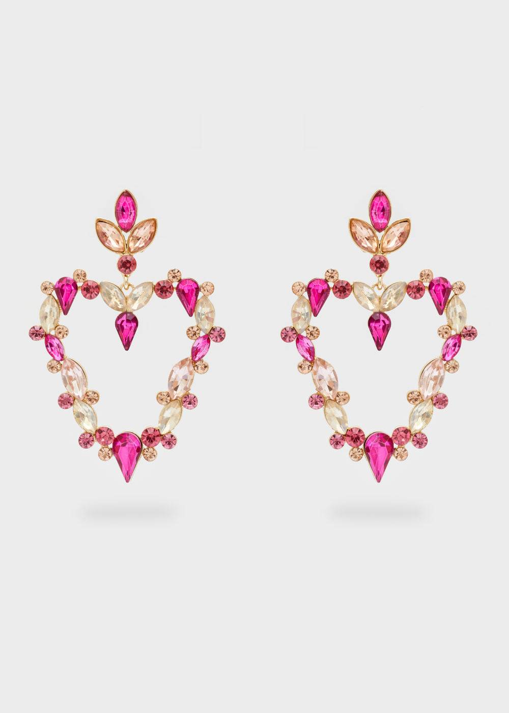 Nalí HEART EARRINGS W/ FUCHSIA STONES Vendita calda