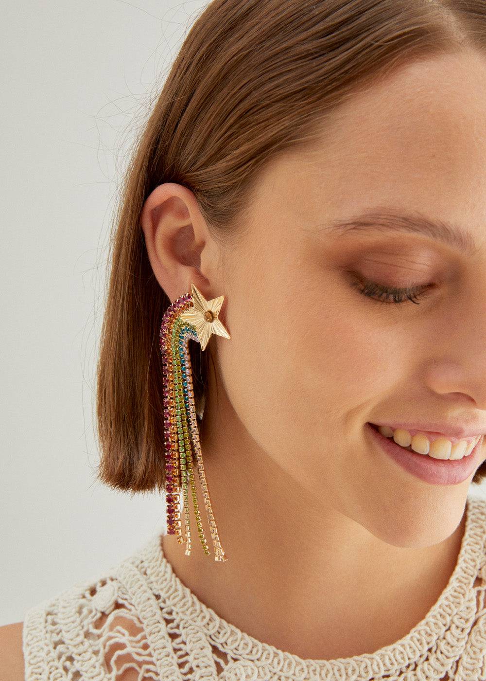 Nalí CASCADE EARRINGS W/ MULTICOLOR STAR Offerta migliore