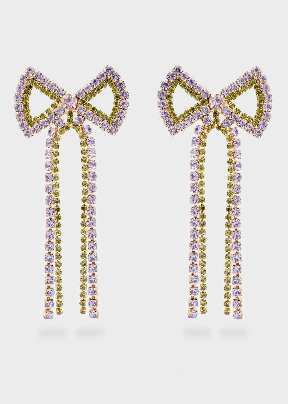 Nalí BOW EARRINGS W/ LILIAC AND GREEN STONES Latest fashion