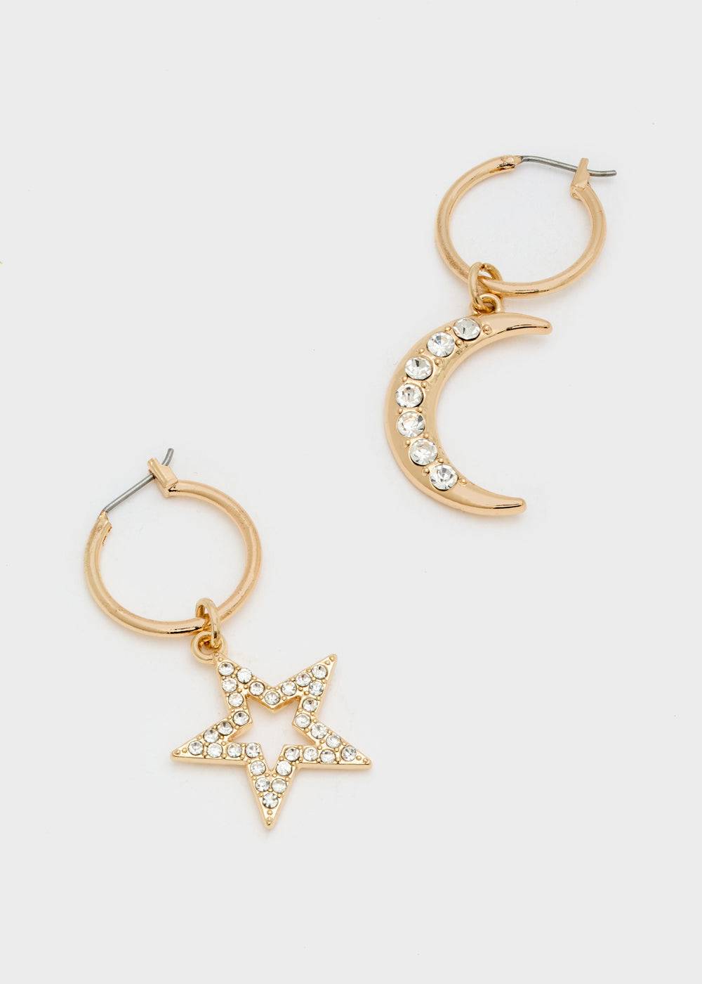 Nalí MOON+STAR GOLD HOOP EARRINGS Online Outlet
