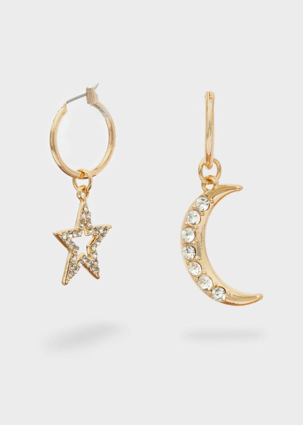 Nalí MOON+STAR GOLD HOOP EARRINGS Online Outlet