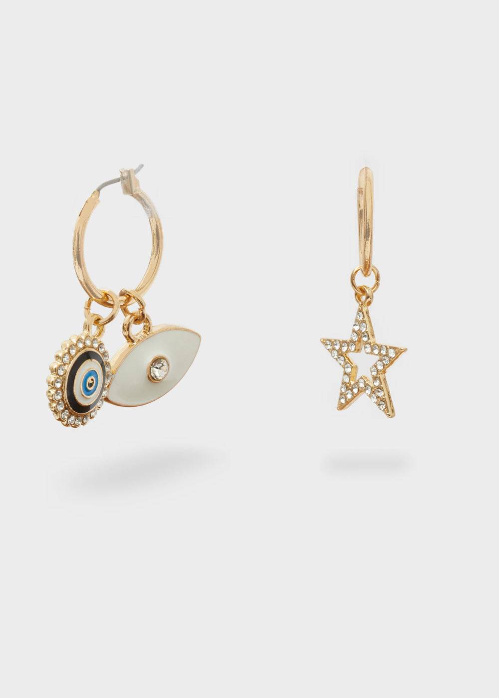 Nalí GOLD HOOP EARRINGS W/ EYE Offerta temporanea