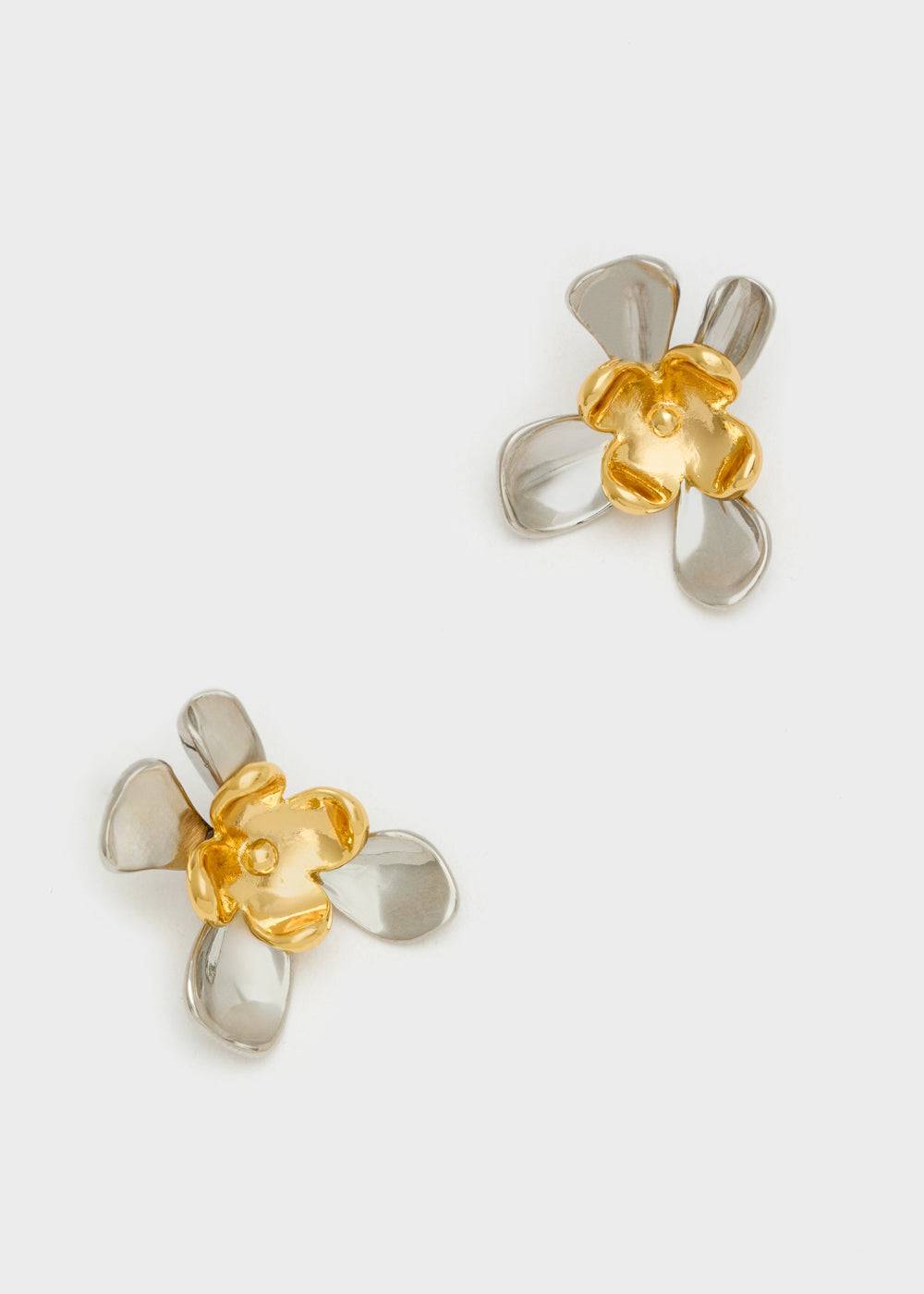 Nalí LOBE FLOWER EARRINGS GOLD+SILVER Grandi sconti