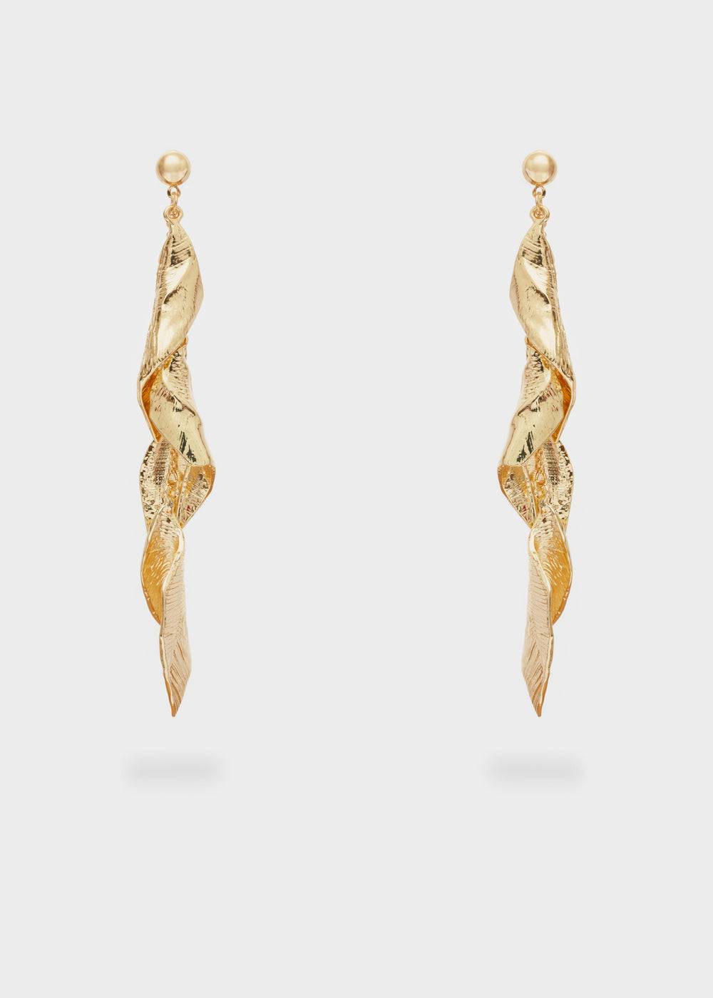 Nalí GOLD PENDANT LEAF EARRINGS Offerte speciali